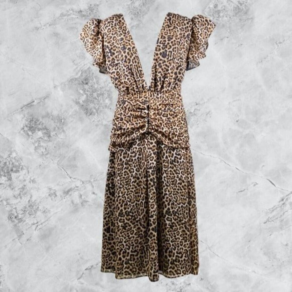 LPA Cecilia Leopard Print Dress - Brown Multicolor